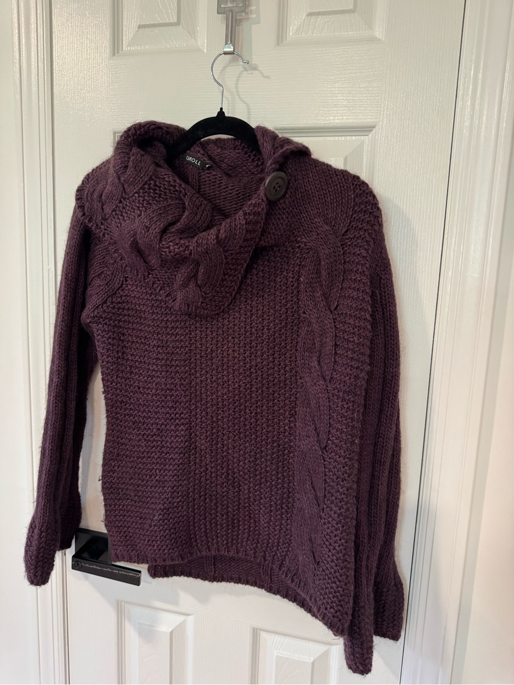 Caroll Paris Plum Wool Alpaca Cable Knit Sweater – Size 42
